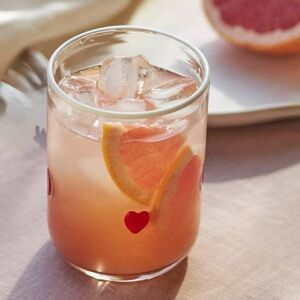 NEW Anthropologie Icon Juice Glasses, Red Valentina Heart